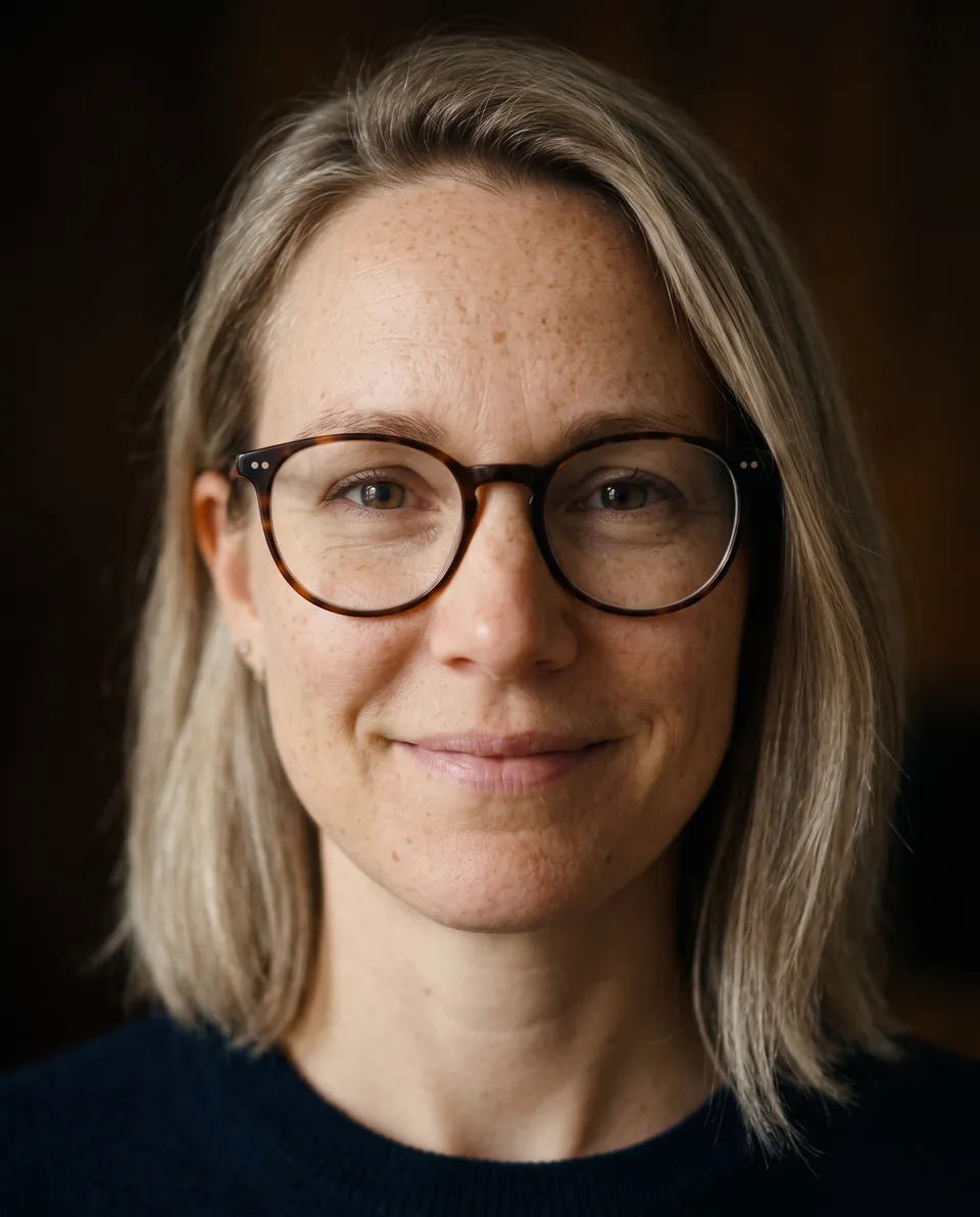 Kim Testsson, en påhittad person, i närbild. Filmens sista bild.